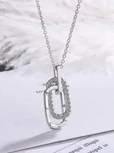 Krelin Silver-Plated Stainless Steel Interlocking Oval Design Pendant & Chain