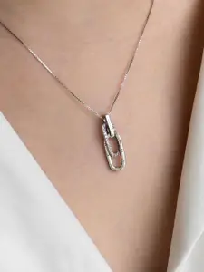 Krelin Silver-Plated Stainless Steel Interlocking Oval Design Pendant & Chain