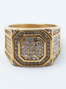 SALTY Men Stainless Steel Artificial Stones Finger Rings