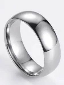 SALTY Men Stainless Steel Curved Silver Nugget Finger Rings