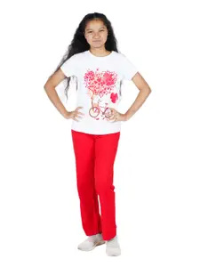 BAESD Girls Graphic Printed Pure Cotton Night Suit