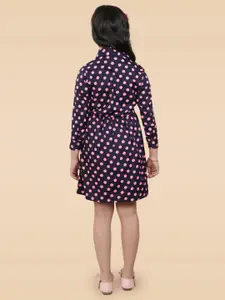 BAESD Shirt Collar Polka Dot Print Crepe Fit & Flare Dress