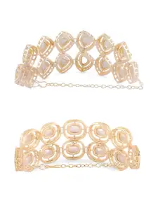 Zaveri Pearls Set of 2 Gold-Plated Austrian Diamonds Studded Wraparound Bracelets