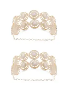 Zaveri Pearls Set of 2 Gold-Plated Austrian Diamonds Studded Wraparound Bracelets