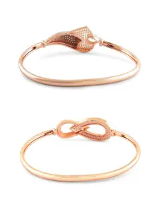 Zaveri Pearls Set of 2 Rose Gold-Plated Cubic Zirconia Studded Kada Bracelets