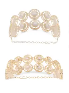 Zaveri Pearls Set of 2 Gold-Plated Austrian Diamonds Studded Wraparound Bracelets