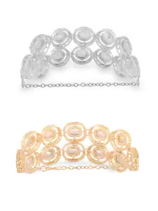Zaveri Pearls Set of 2 Gold-Plated Austrian Diamonds Studded Wraparound Bracelets