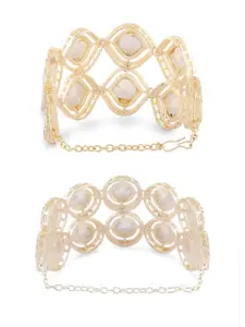 Zaveri Pearls Set of 2 Gold-Plated Austrian Diamonds Studded Wraparound Bracelets