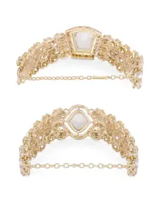 Zaveri Pearls Set of 2 Gold-Plated Austrian Diamonds Studded Wraparound Bracelets