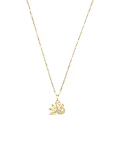 Ramdev Art Fashion Jwellery Gold-Plated Stone Studded Peacock-Charm Pendant With Chain