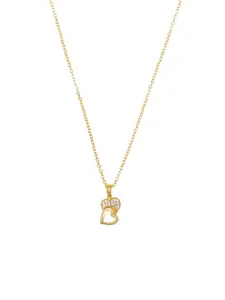 Ramdev Art Fashion Jwellery Gold-Plated AD Studded Heart-Charm Pendant With Chain