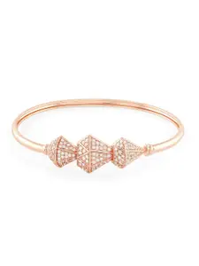 Zaveri Pearls Rose Gold-Plated Cubic Zirconia Studded Kada Bracelet