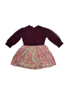 Bella Moda Girls Floral Printed Pure Cotton Fit & Flare Dress