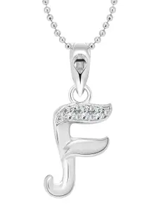 Vighnaharta Set of 2 Gold-Plated & Silver-Plated F Shaped Pendants with Chains