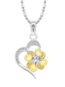 Vighnaharta Pack Of 2 CZ Studded Contemporary Pendants with Chains