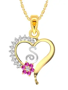Vighnaharta Pack Of 2 CZ Studded Heart Shaped Pendants with Chains
