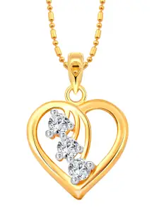 Vighnaharta Set of 2 Gold-Plated & Silver-Plated Heart Shaped Pendants with Chains