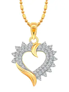 Vighnaharta Pack Of 2 CZ Studded Heart Shaped Pendants with Chains