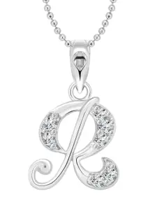 Vighnaharta Set of 2 Gold-Plated & Silver-Plated R Shaped Pendants with Chains