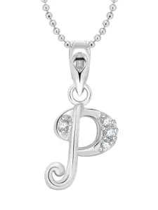 Vighnaharta Set of 2 Gold-Plated & Silver-Plated P Shaped Pendants with Chains