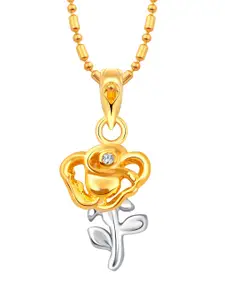 Vighnaharta Pack Of 2 CZ Studded Floral Pendants with Chains