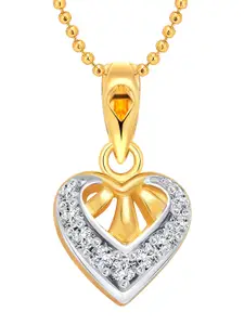 Vighnaharta Set of 2 Gold-Plated & Silver-Plated Heart Shaped Pendants with Chains