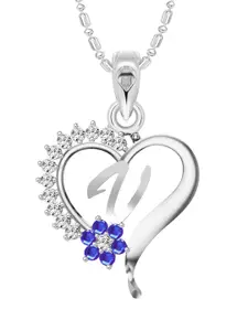 Vighnaharta Cubic Zirconia Stone Studded Heart Shaped Pendants With Chains
