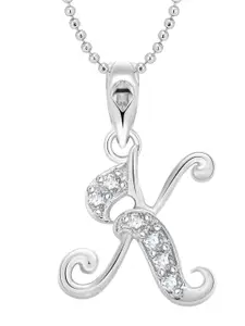 Vighnaharta Set of 2 Gold-Plated & Silver-Plated K-Shaped Pendants with Chains