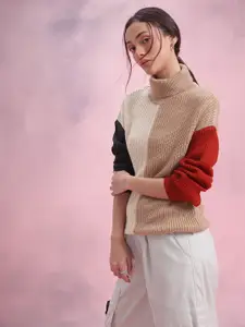 DressBerry Colourblocked Turtle Neck Colourblocked Pullover