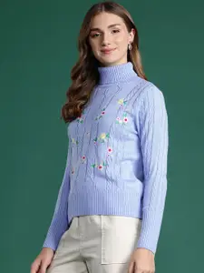 DressBerry Women Floral Pullover with Embroidered Detail
