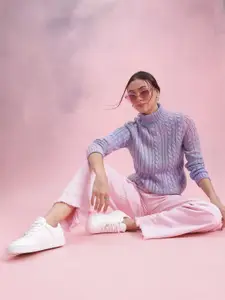 DressBerry Cable Knit Turtle Neck Pullover