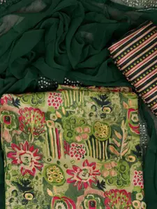 Peachmode Floral Printed Sequinned Unstitched Dress Material