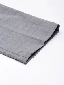 Louis Philippe Ath.Work Men Checked Comfort Tapered Fit Smart Casual Trousers