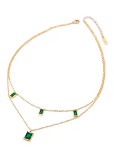 FIMBUL Gold-Plated Stainless Steel Stone-Studded Layered Necklace