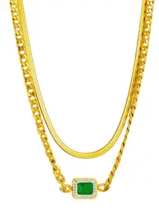 FIMBUL Set Of 2 Gold-plated Crystal Stone & CZ-Studded Layered Necklace