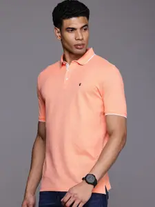 Louis Philippe Jeans Printed Polo Collar Pure Cotton Slim Fit T-shirt