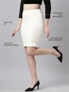 TWIN BIRDS Knee Length High Rise Skirt Shapewear