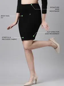 TWIN BIRDS Knee Length High Rise Skirt Shapewear