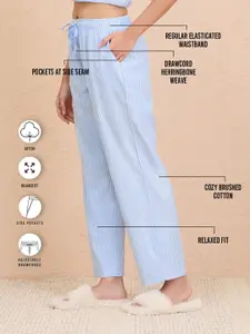 Nykd Striped Cotton Relaxed Fit Straight Leg Lounge Pant