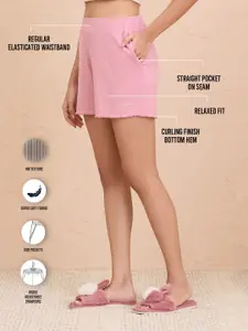 "Nykd By Nykaa Summer Essential Soft & Comfy Breathable Rib Lounge Shorts