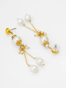 aadita Silver Artificial Stones Drop Earrings