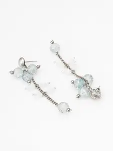 aadita Silver Artificial Stones Drop Earrings