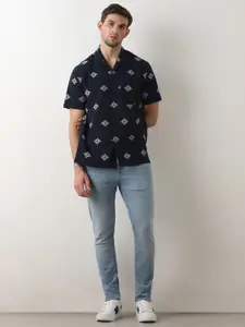 SELECTED Ethnic Motifs Printed Cuban Collar Cotton Casual Shirt