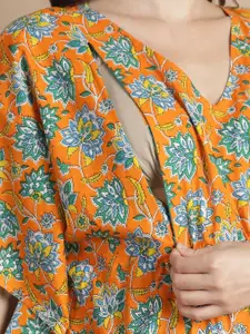 Secret Wish Floral Printed V-Neck Pure Cotton Maxi Maternity Kaftan Nightdress