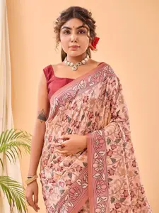 SGF11 Kalamkari Printed Chanderi Saree With Tassels