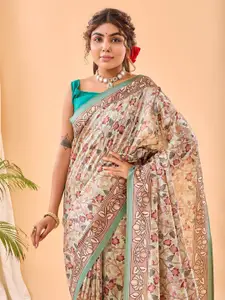 SGF11 Kalamkari Printed Chanderi Saree With Tassels