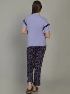 MAYSIXTY Graphic Printed Round Neck Night suit