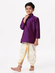 Ramraj Boys Mandarin Collar Straight Kurta with Panchakacham