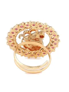 Priyaasi Gold-Plated Ruby Stone-Studded Finger Ring