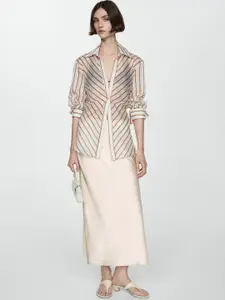 MANGO Satin Finish Straight Maxi Skirt